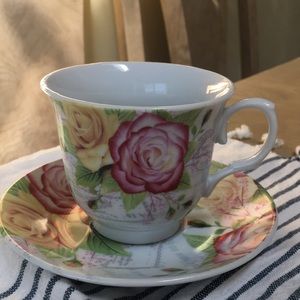 Beautiful vintage  porcelain cup and saucer hand painted
